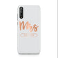 Personalised Rose Gold Mrs Surname On Grey Huawei Enjoy 10s Phone Case