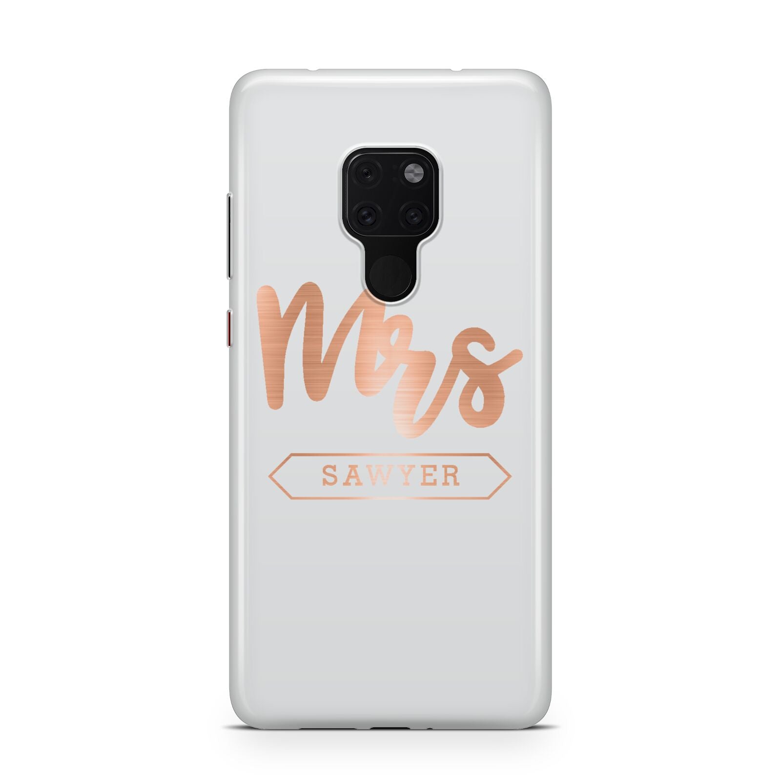Personalised Rose Gold Mrs Surname On Grey Huawei Mate 20 Phone Case