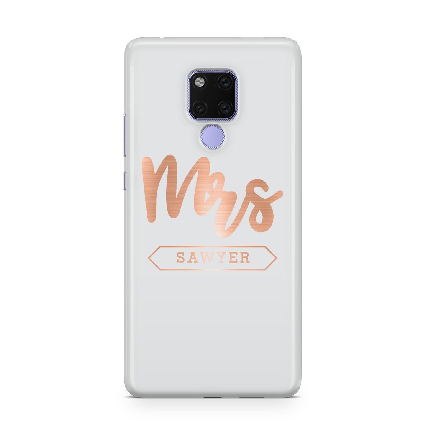 Personalised Rose Gold Mrs Surname On Grey Huawei Mate 20X Phone Case