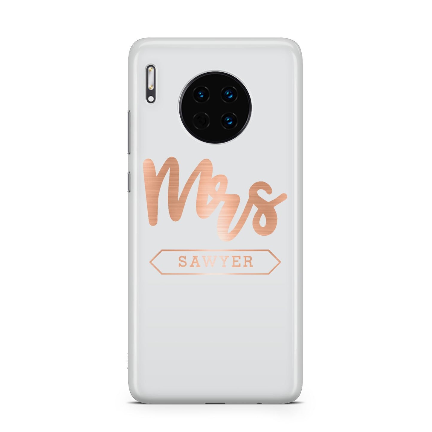 Personalised Rose Gold Mrs Surname On Grey Huawei Mate 30