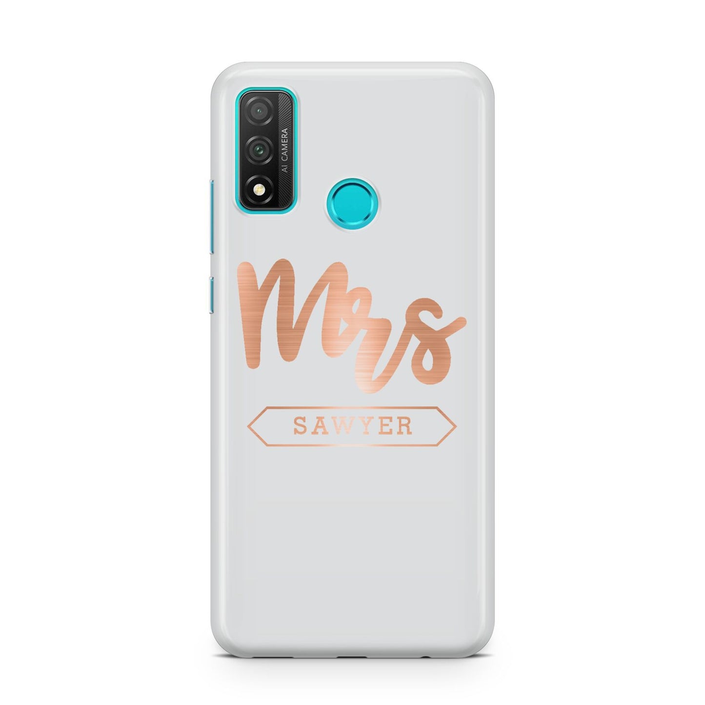Personalised Rose Gold Mrs Surname On Grey Huawei P Smart 2020