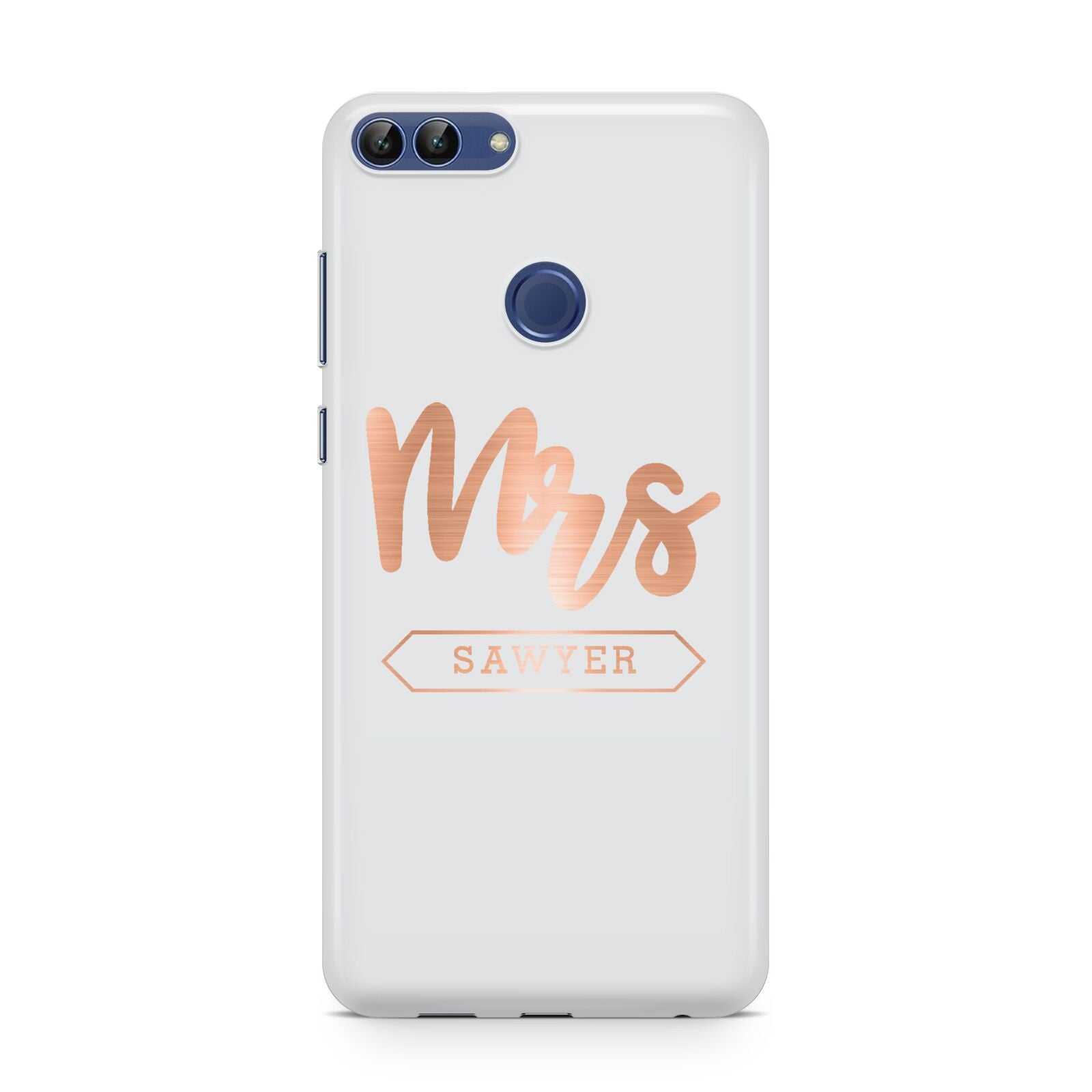 Personalised Rose Gold Mrs Surname On Grey Huawei P Smart Case
