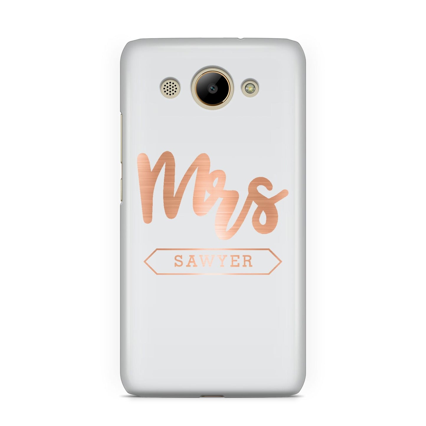 Personalised Rose Gold Mrs Surname On Grey Huawei Y3 2017