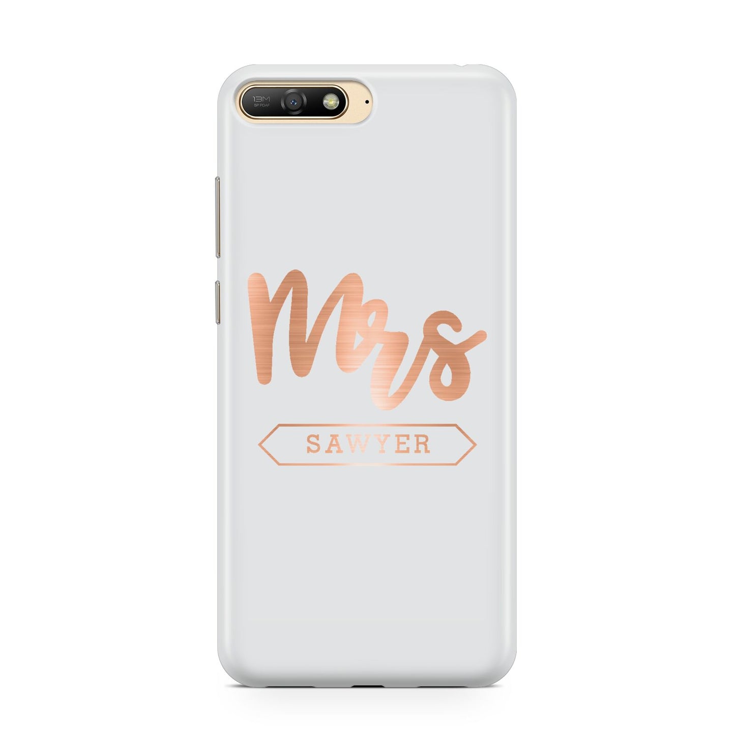 Personalised Rose Gold Mrs Surname On Grey Huawei Y6 2018