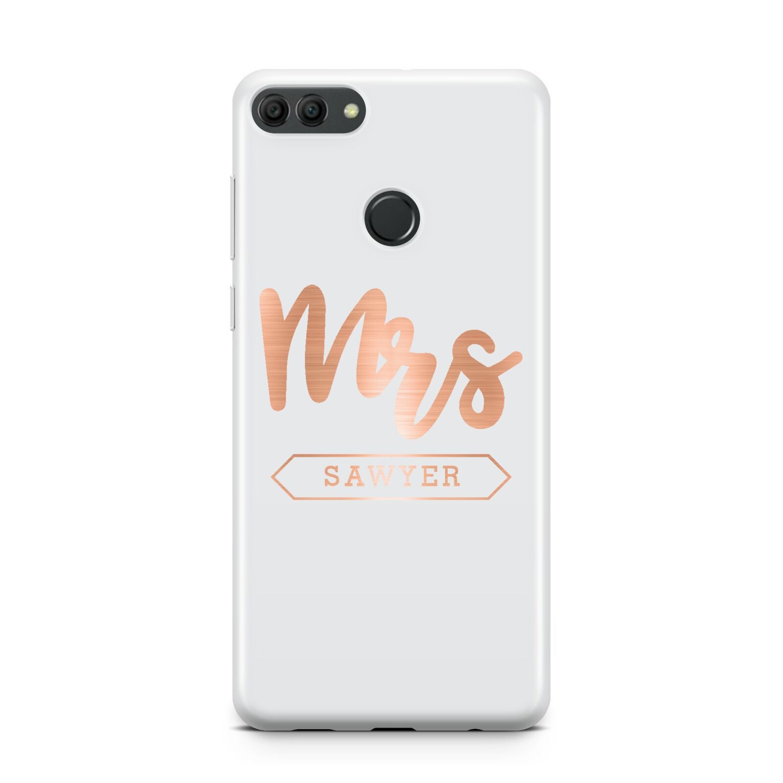 Personalised Rose Gold Mrs Surname On Grey Huawei Y9 2018