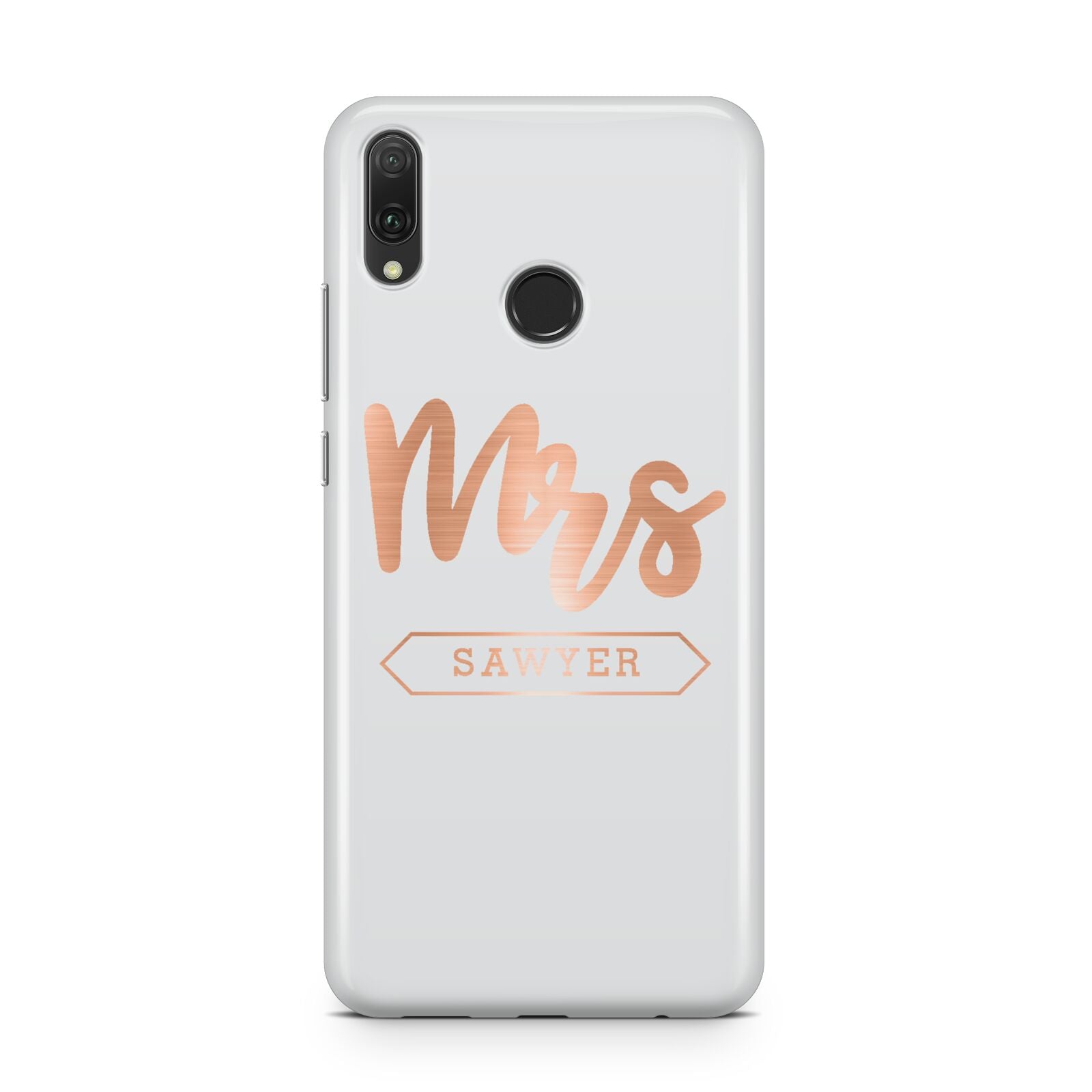 Personalised Rose Gold Mrs Surname On Grey Huawei Y9 2019