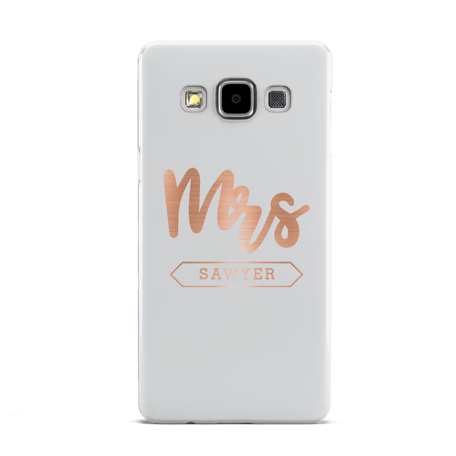 Personalised Rose Gold Mrs Surname On Grey Samsung Galaxy A5 Case