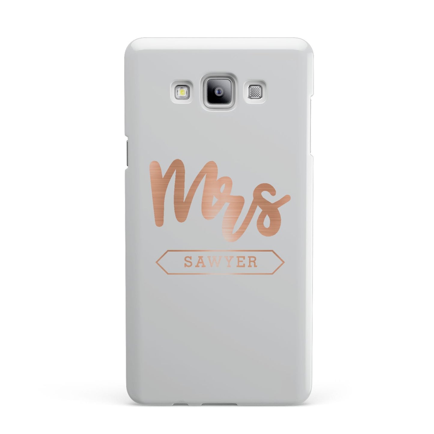 Personalised Rose Gold Mrs Surname On Grey Samsung Galaxy A7 2015 Case