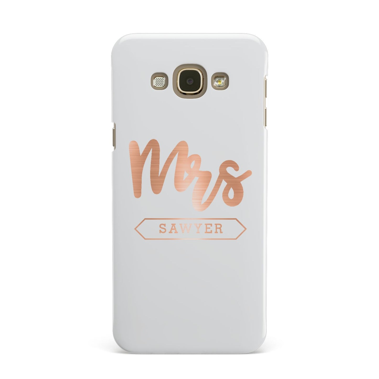 Personalised Rose Gold Mrs Surname On Grey Samsung Galaxy A8 Case