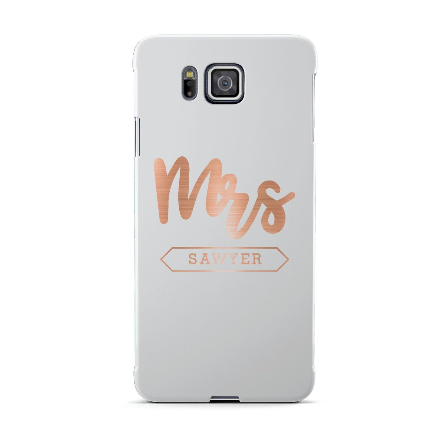 Personalised Rose Gold Mrs Surname On Grey Samsung Galaxy Alpha Case