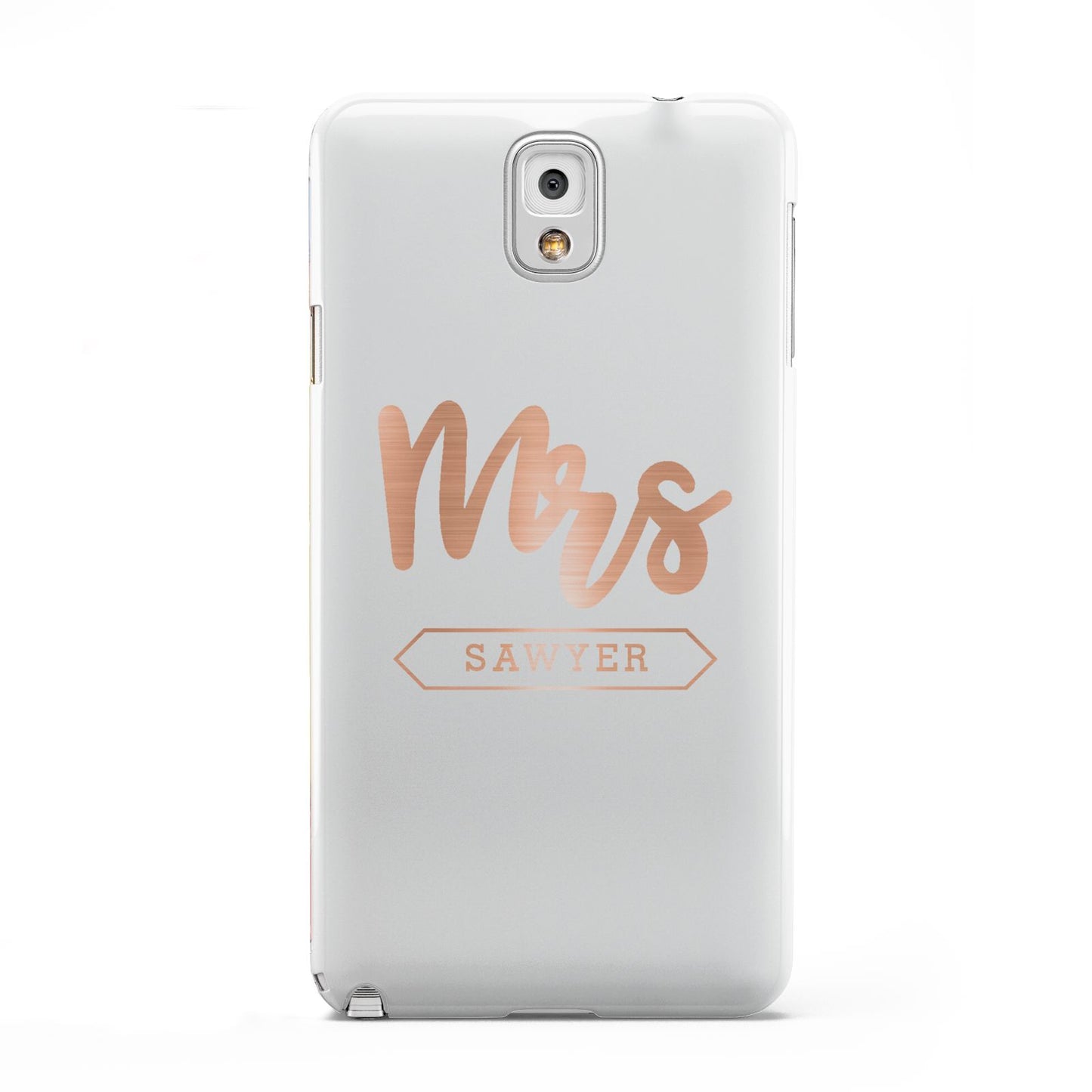 Personalised Rose Gold Mrs Surname On Grey Samsung Galaxy Note 3 Case