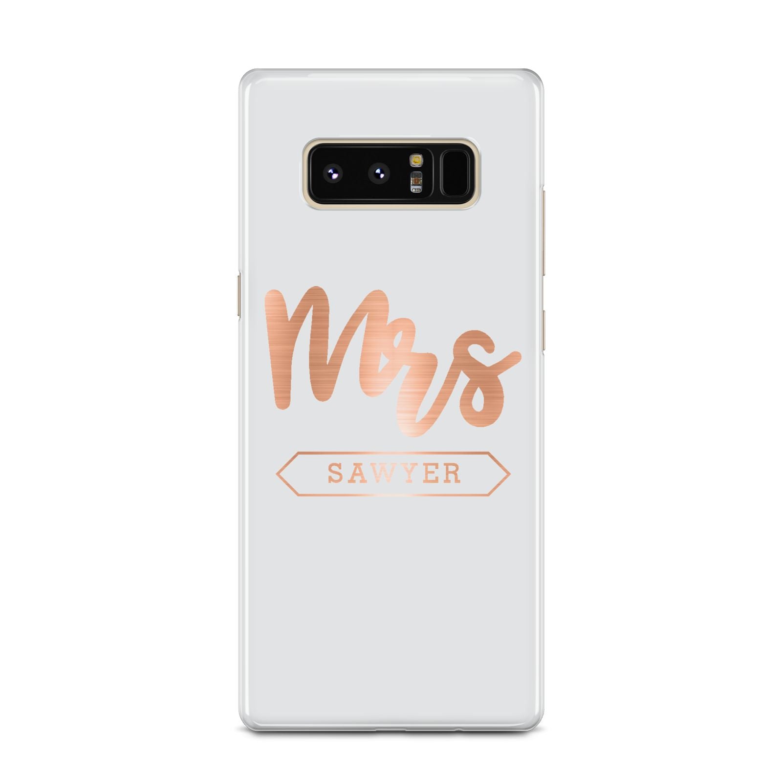 Personalised Rose Gold Mrs Surname On Grey Samsung Galaxy Note 8 Case