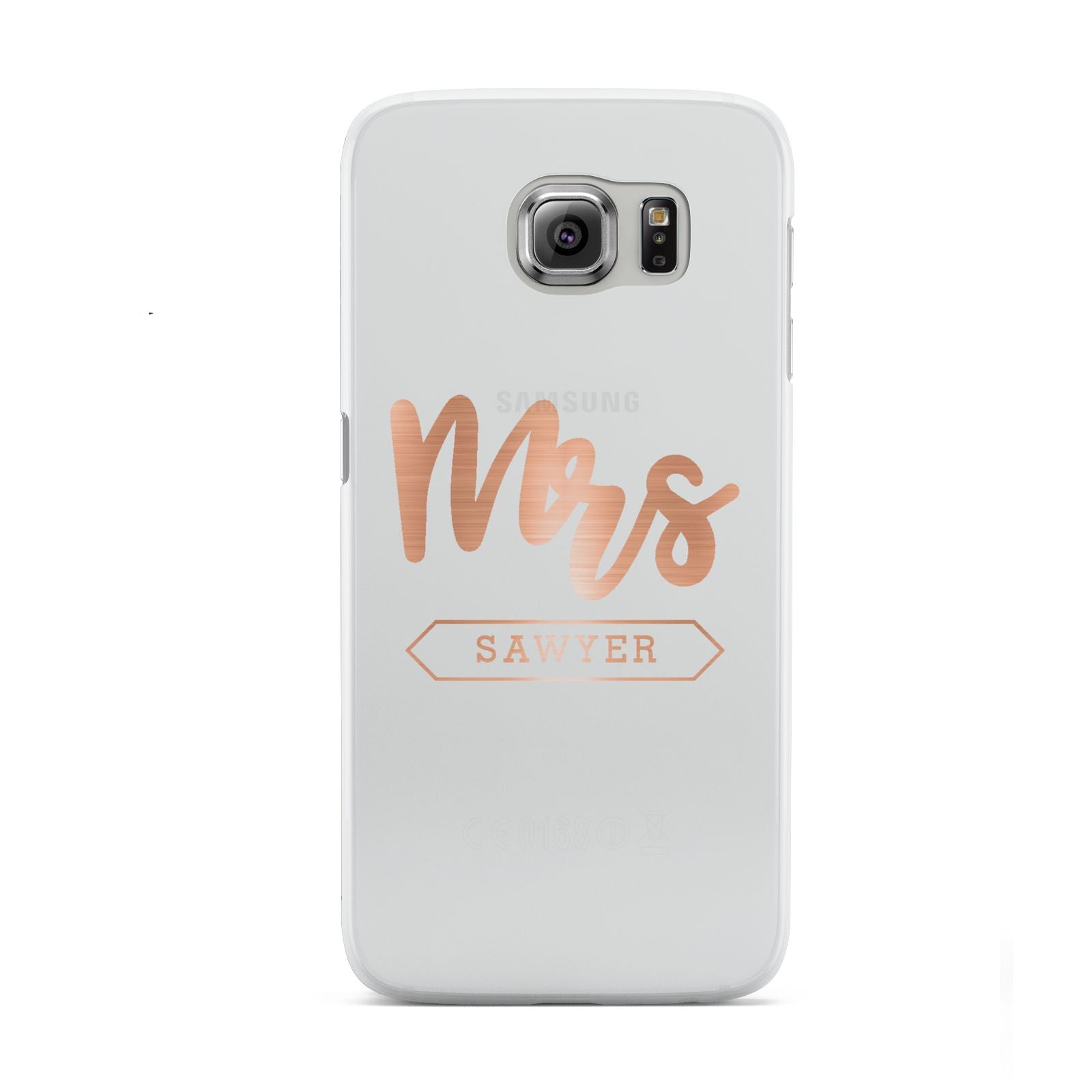 Personalised Rose Gold Mrs Surname On Grey Samsung Galaxy S6 Case