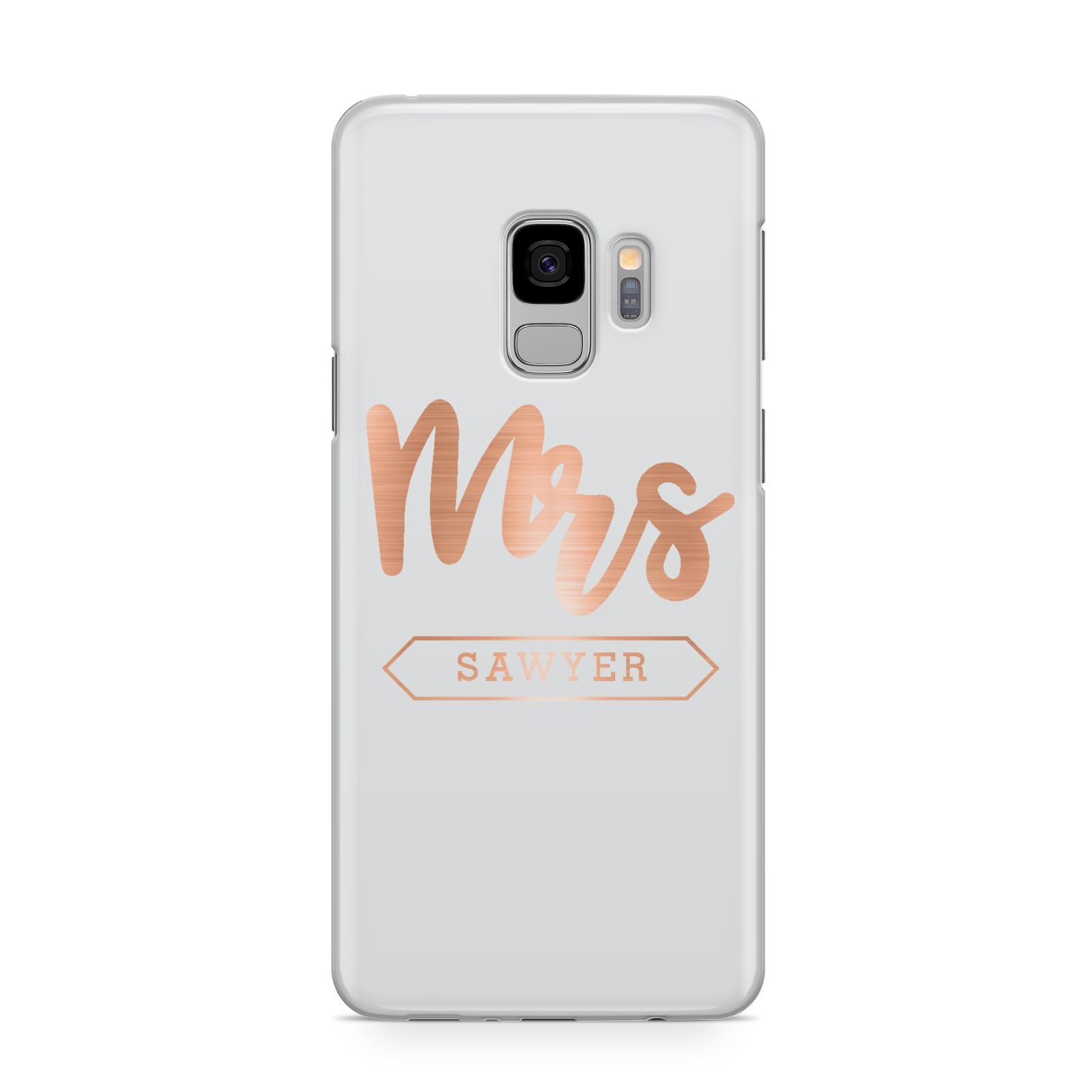 Personalised Rose Gold Mrs Surname On Grey Samsung Galaxy S9 Case