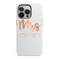 Personalised Rose Gold Mrs Surname On Grey iPhone 13 Pro Full Wrap 3D Tough Case