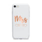 Personalised Rose Gold Mrs Surname On Grey iPhone 7 Bumper Case on Silver iPhone