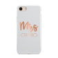 Personalised Rose Gold Mrs Surname On Grey iPhone 8 3D Tough Case on Gold Phone