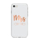 Personalised Rose Gold Mrs Surname On Grey iPhone 8 Bumper Case on Silver iPhone