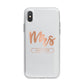 Personalised Rose Gold Mrs Surname On Grey iPhone X Bumper Case on Silver iPhone Alternative Image 1