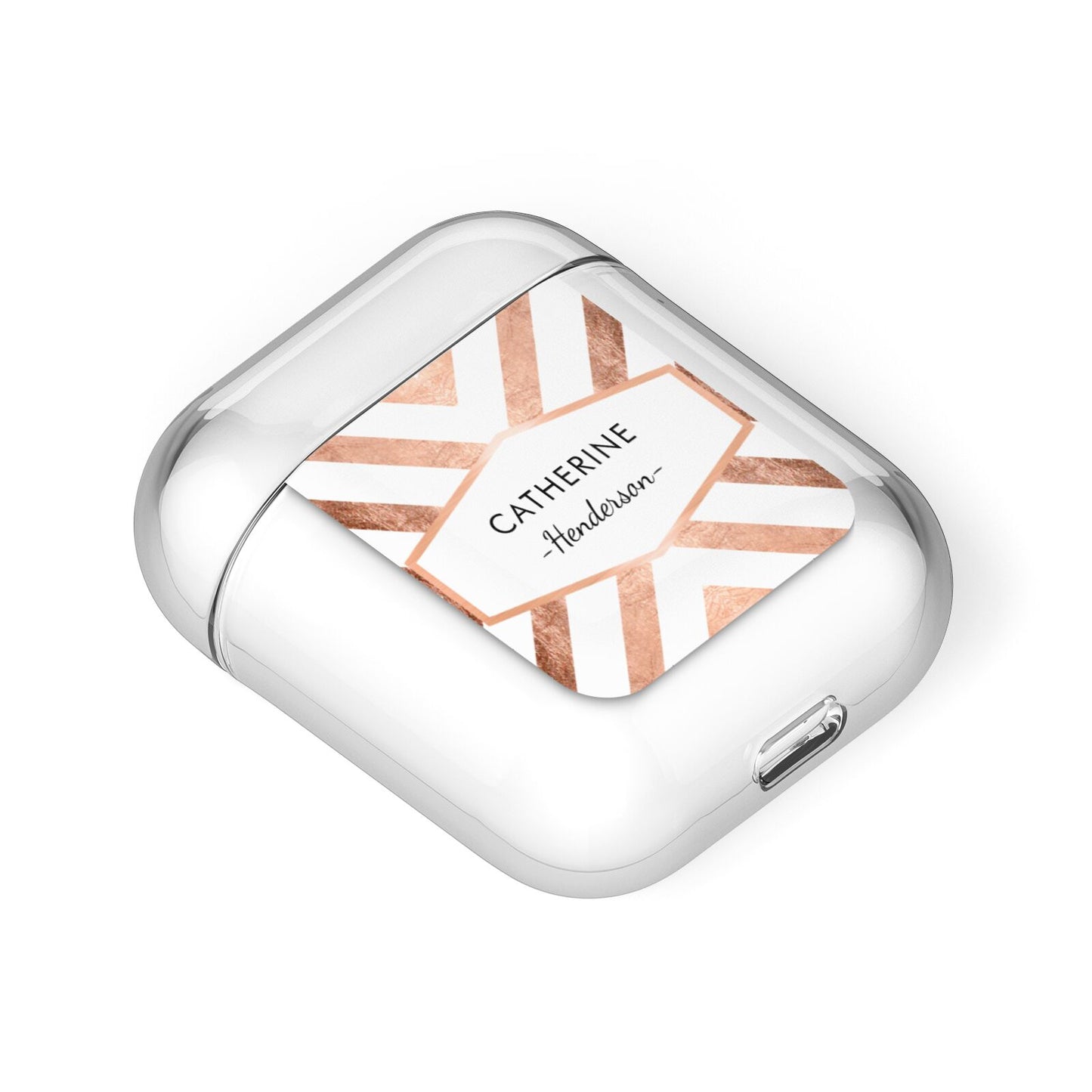 Personalised Rose Gold Name Or Initials Custom AirPods Case Laid Flat