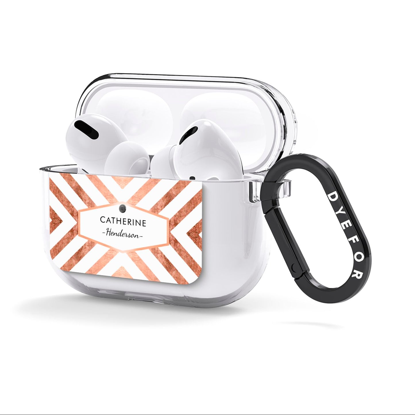 Personalised Rose Gold Name Or Initials Custom AirPods Clear Case 3rd Gen Side Image