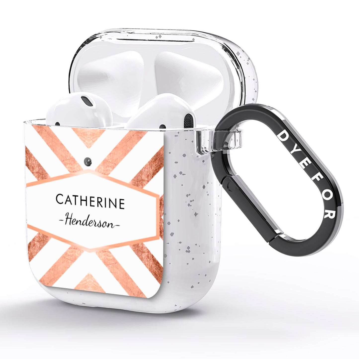 Personalised Rose Gold Name Or Initials Custom AirPods Glitter Case Side Image