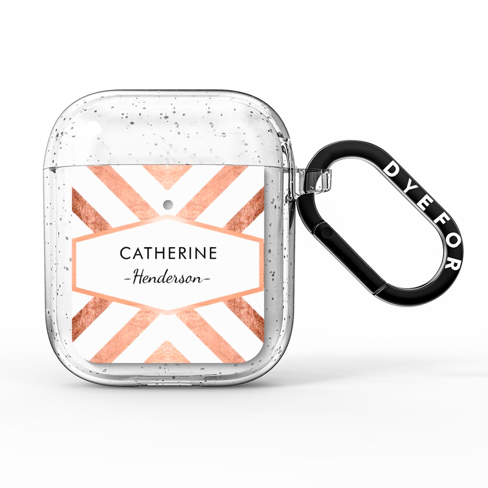 Personalised Rose Gold Name Or Initials Custom AirPods Glitter Case