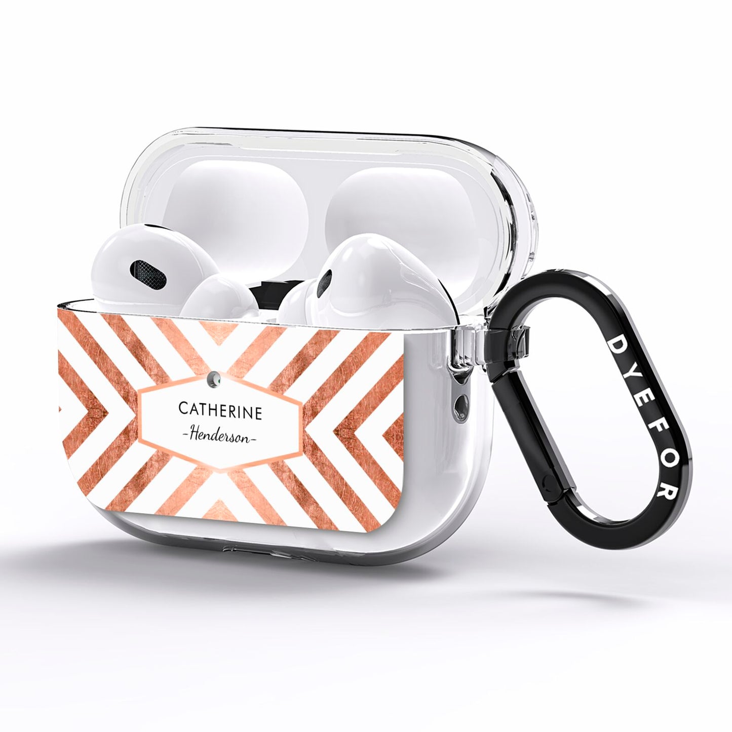 Personalised Rose Gold Name Or Initials Custom AirPods Pro Clear Case Side Image
