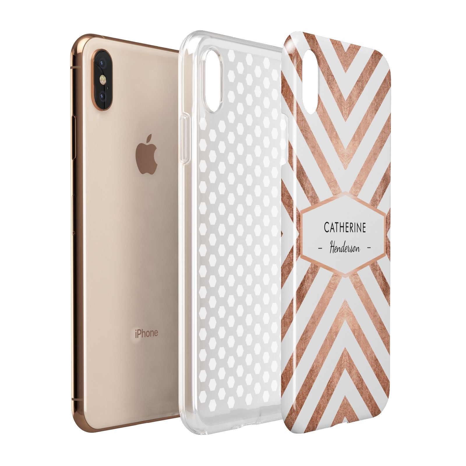 Personalised Rose Gold Name Or Initials Custom Apple iPhone Xs Max 3D Tough Case Expanded View