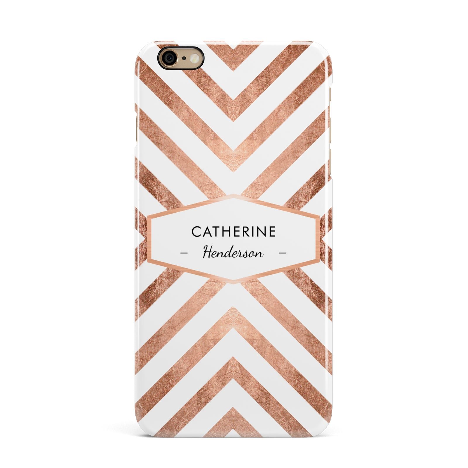 Personalised Rose Gold Name Or Initials Custom iPhone 6 Plus 3D Snap Case on Gold Phone