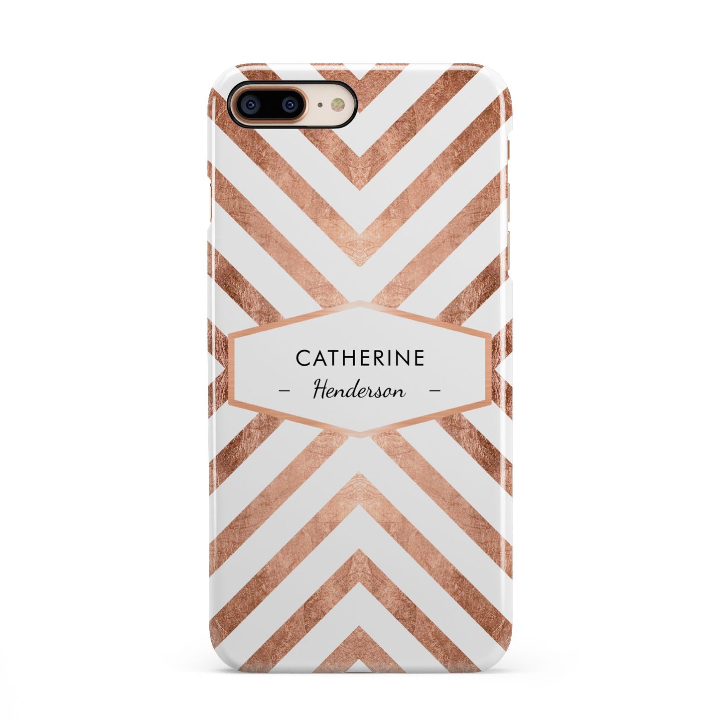Personalised Rose Gold Name Or Initials Custom iPhone 8 Plus 3D Snap Case on Gold Phone