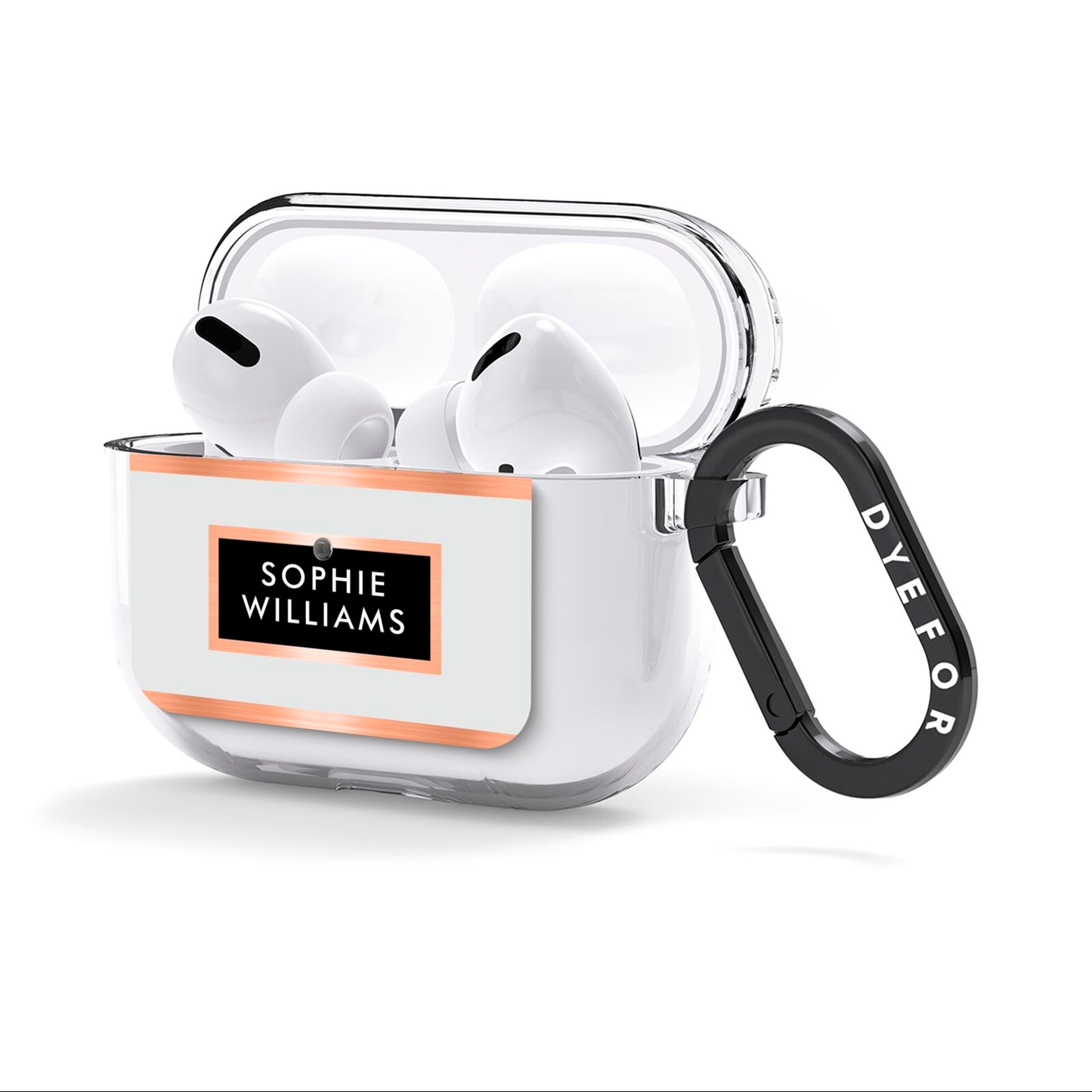 Personalised Rose Gold Name Text Initials AirPods Clear Case 3rd Gen Side Image