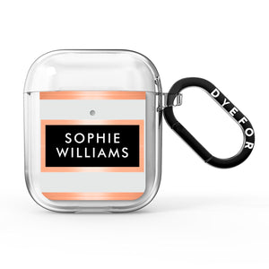 Personalised Rose Gold Name Text Initials AirPods Case