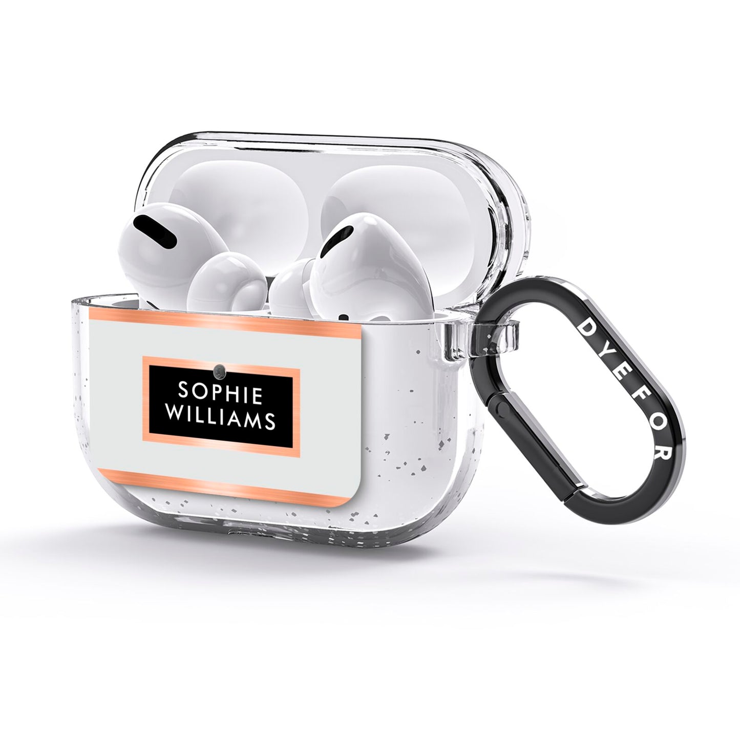Personalised Rose Gold Name Text Initials AirPods Glitter Case 3rd Gen Side Image