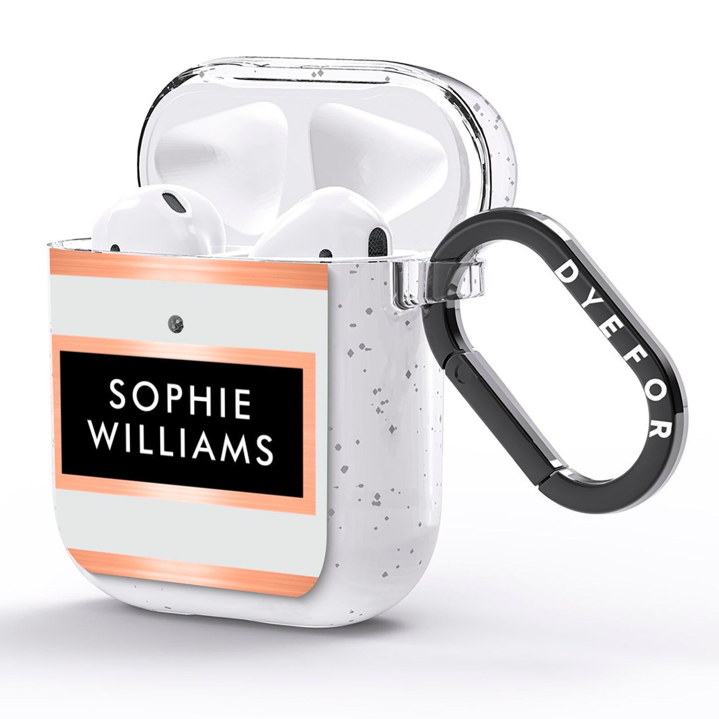 Personalised Rose Gold Name Text Initials AirPods Glitter Case Side Image