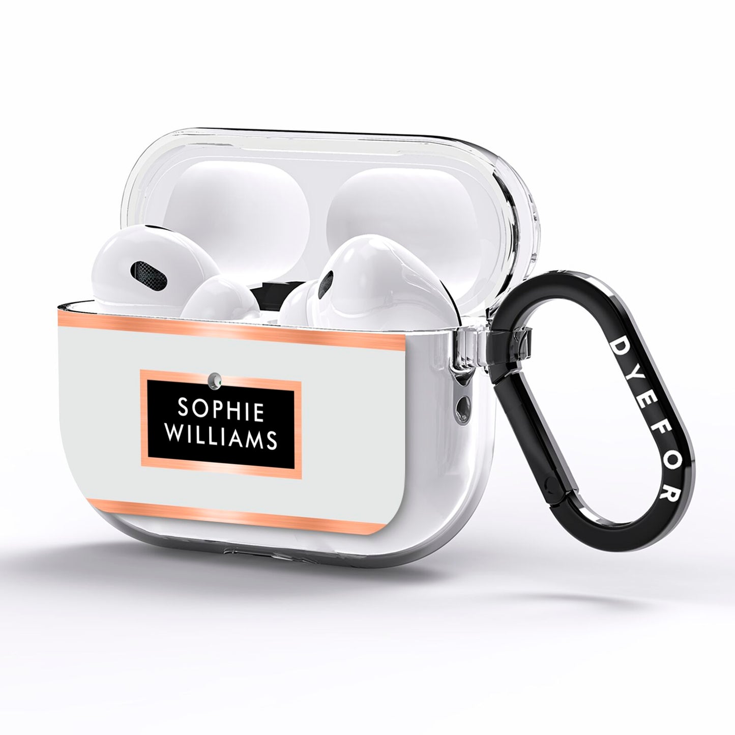 Personalised Rose Gold Name Text Initials AirPods Pro Clear Case Side Image