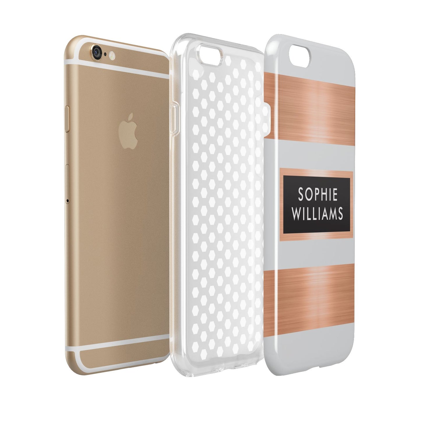 Personalised Rose Gold Name Text Initials Apple iPhone 6 3D Tough Case Expanded view