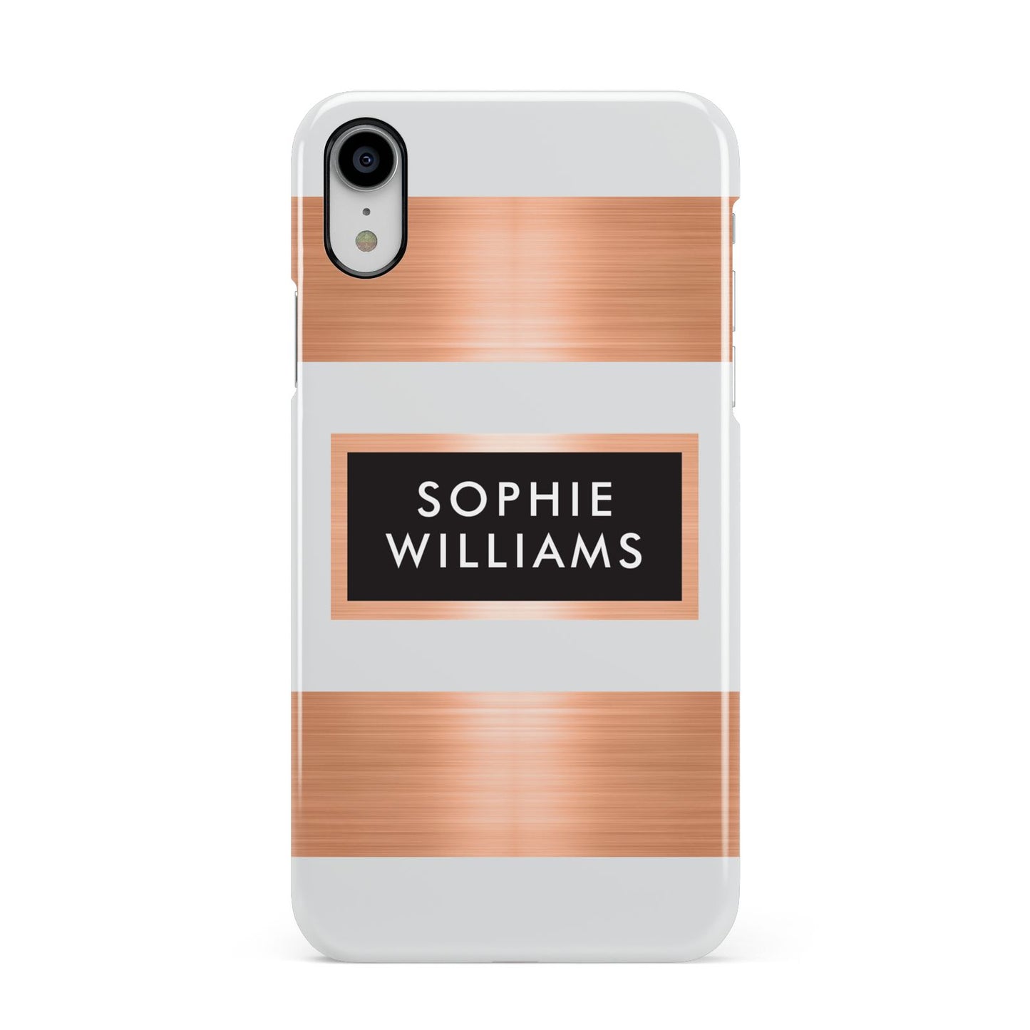 Personalised Rose Gold Name Text Initials Apple iPhone XR White 3D Snap Case