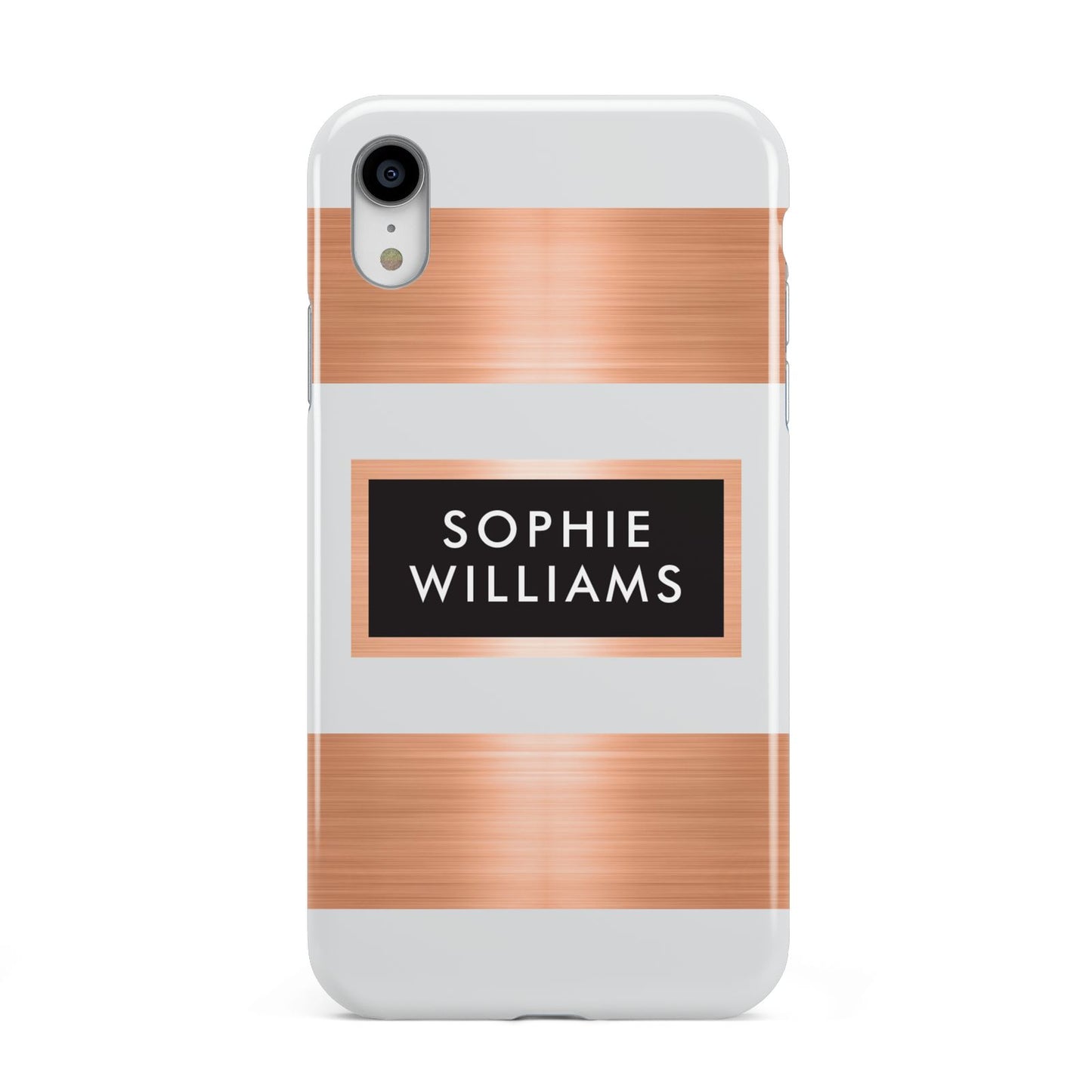 Personalised Rose Gold Name Text Initials Apple iPhone XR White 3D Tough Case