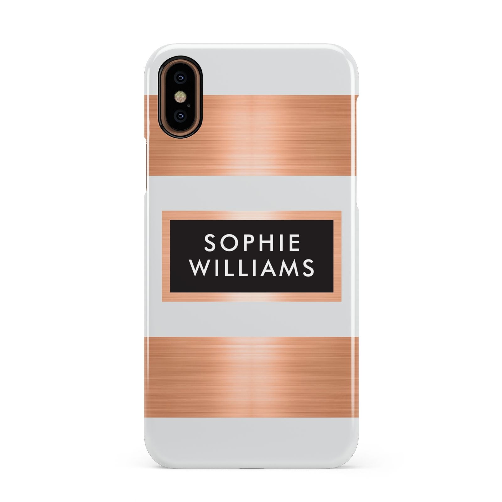 Personalised Rose Gold Name Text Initials Apple iPhone XS 3D Snap Case