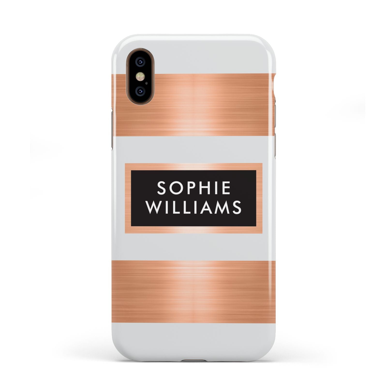 Personalised Rose Gold Name Text Initials Apple iPhone XS 3D Tough