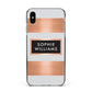 Personalised Rose Gold Name Text Initials Apple iPhone Xs Max Impact Case Black Edge on Silver Phone