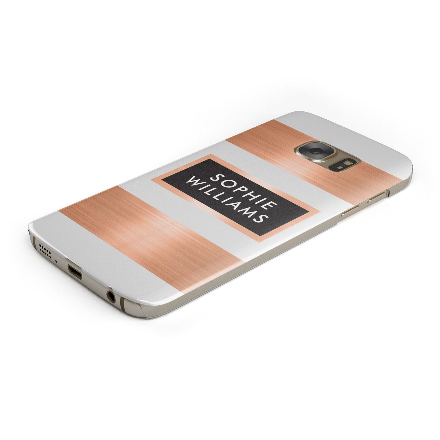 Personalised Rose Gold Name Text Initials Protective Samsung Galaxy Case Angled Image
