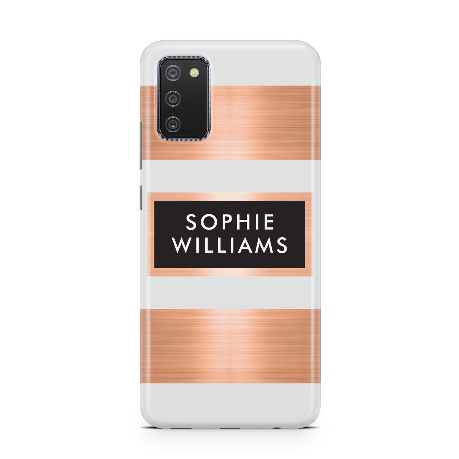 Personalised Rose Gold Name Text Initials Samsung A02s Case