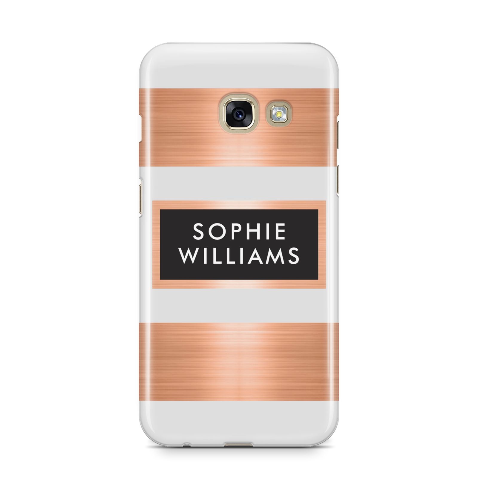 Personalised Rose Gold Name Text Initials Samsung Galaxy A3 2017 Case on gold phone