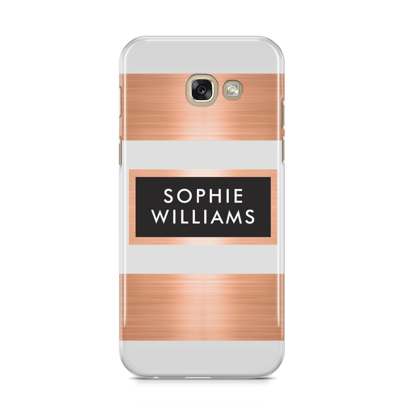 Personalised Rose Gold Name Text Initials Samsung Galaxy A5 2017 Case on gold phone