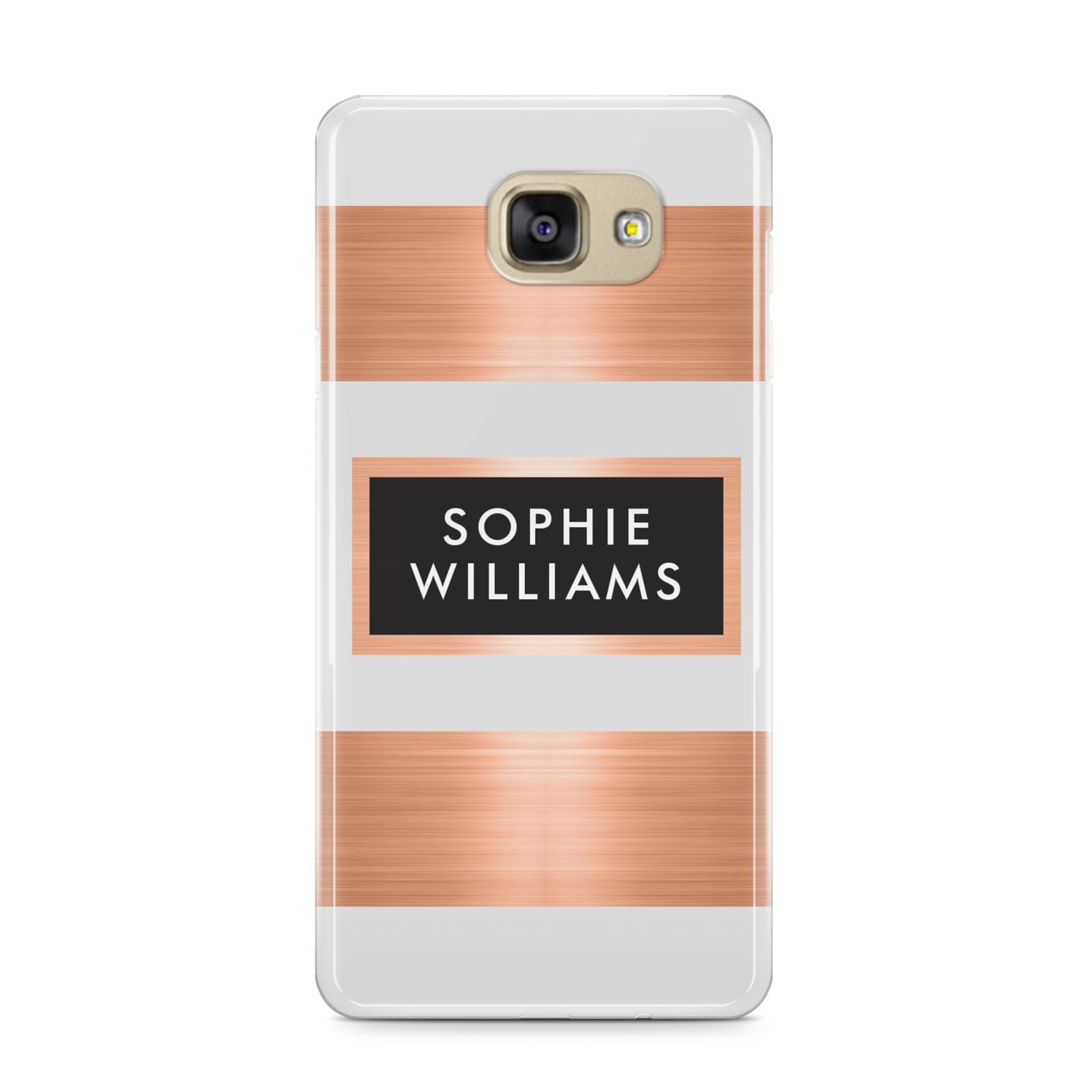 Personalised Rose Gold Name Text Initials Samsung Galaxy A9 2016 Case on gold phone