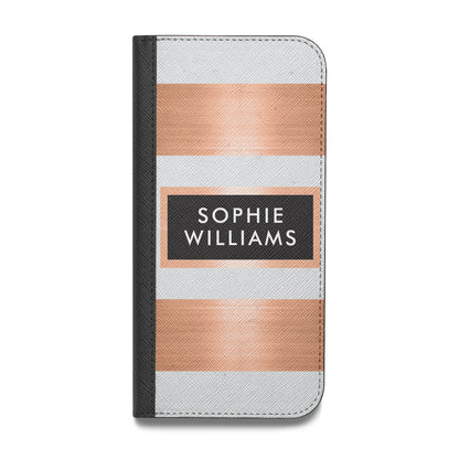 Personalised Rose Gold Name Text Initials Vegan Leather Flip Samsung Case