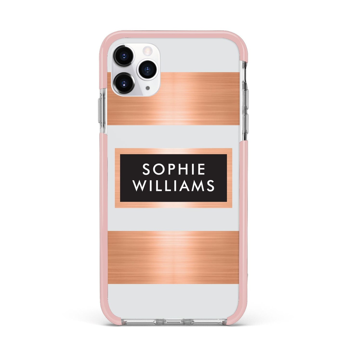 Personalised Rose Gold Name Text Initials iPhone 11 Pro Max Impact Pink Edge Case