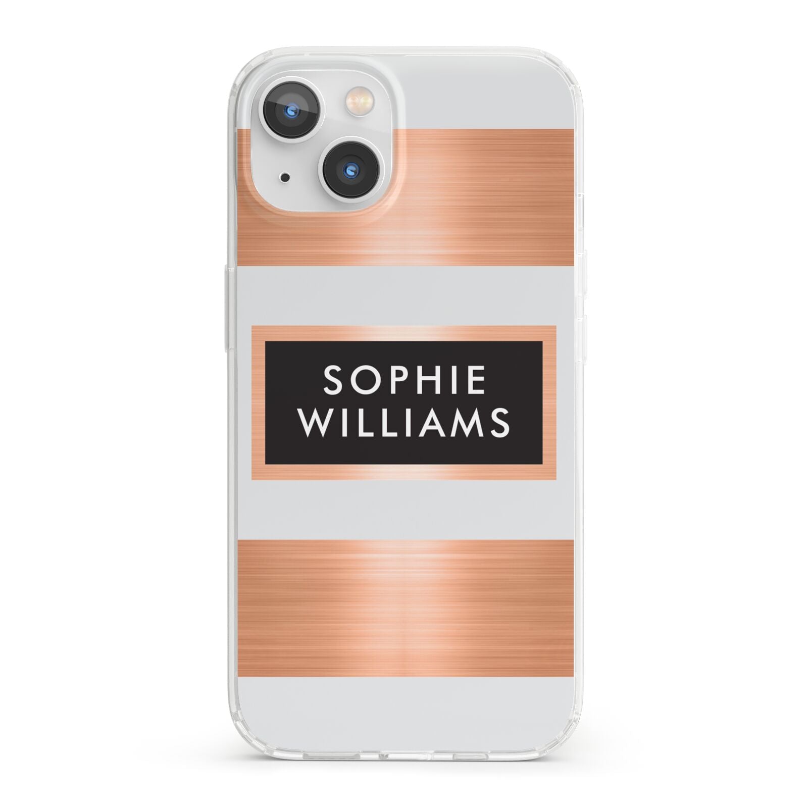 Personalised Rose Gold Name Text Initials iPhone 13 Clear Bumper Case